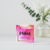 Vet Roze Waterverven Lash Extensions Vierkante Visitekaartje (Staand voorkant)