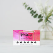 Vet Roze Waterverven Make-up Artiest Loyaliteit Klantenkaartje (Staand voorkant)