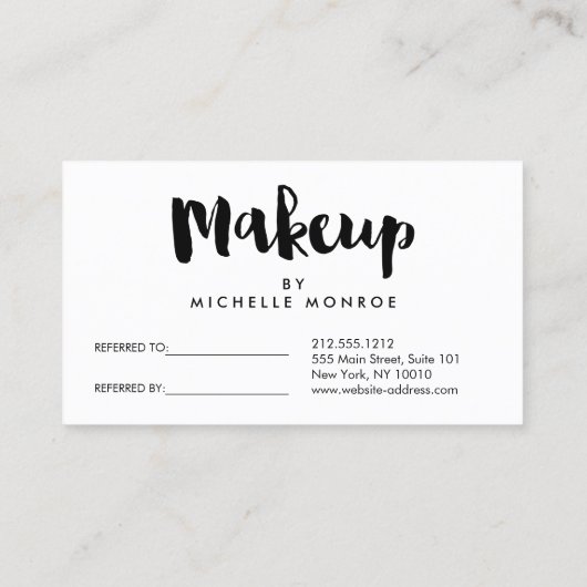 Vet Roze Waterverven Make-up Artiest Referral Kaar (Achterkant)