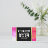 Vet Roze Waterverven Make-up Artiest Referral Kaar (Staand voorkant)