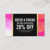 Vet Roze Waterverven Make-up Artiest Referral Kaar (Voorkant)