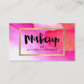 Vet Roze Waterverven Make-up Artist Visitekaartje (Voorkant)
