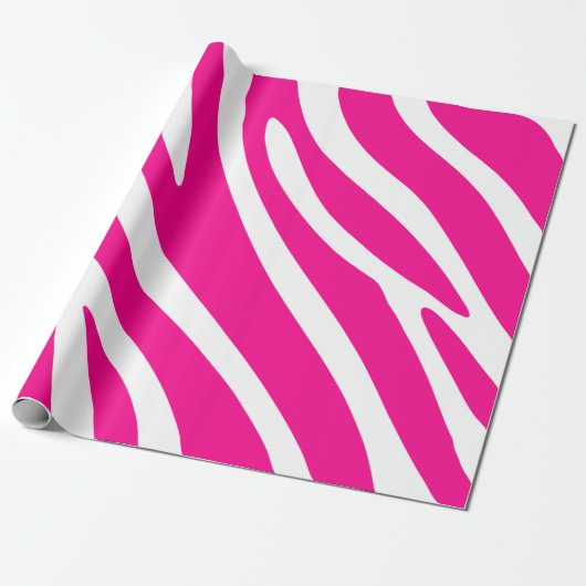 Vet Roze Zebra Strepen Cadeaupapier (Uitgerold)