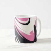 Vet Roze, Zwart en Wit Abstracte Flow Koffiemok (Voorkant rechts)