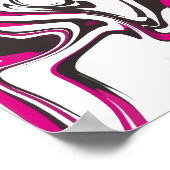 Vet Roze, Zwart en wit Abstracte Swirls Poster (Hoek)