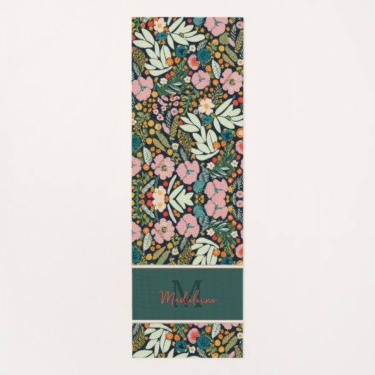 Vet rustiek Tuin Bloemen Patroon Naam Monogram Yogamat (Voorkant)