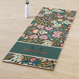 Vet rustiek Tuin Bloemen Patroon Naam Monogram Yogamat