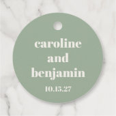 Vet Sage Groen Chique Modern Huwelijk Custom Bedankjes Labels (Achterkant)