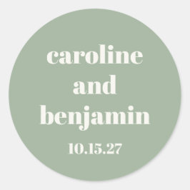 Vet Sage Groen Chique Modern Huwelijk Custom Ronde Sticker