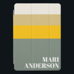 Vet Sage Groene Gele Stripes Moderne Gepersonalise iPad Pro Cover<br><div class="desc">Vet Sage Groene Gele Stripes Moderne Persoonlijke iPad-dekking</div>