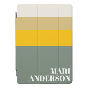 Vet Sage Groene Gele Stripes Moderne Gepersonalise iPad Pro Cover