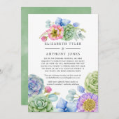 Vet sappige bloemen verkleinde gastenlijst voor he aankondiging (Voorkant / Achterkant)