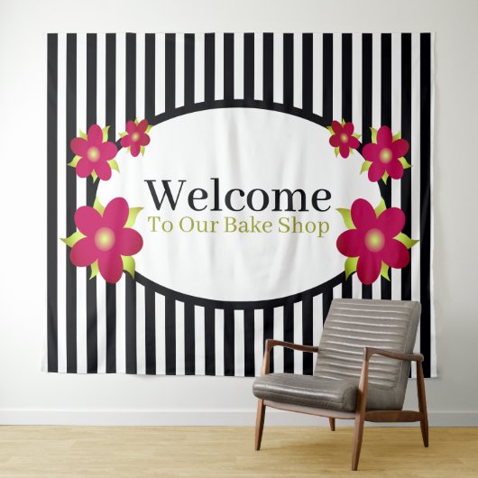 Vet schaaltje Streep en Bloemen Wandkleed (In Situ (horizontaal))