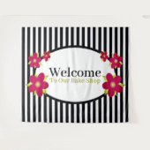 Vet schaaltje Streep en Bloemen Wandkleed (Voorkant (horizontaal))