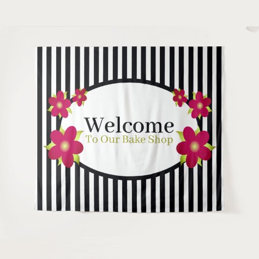 Vet schaaltje Streep en Bloemen Wandkleed (Voorkant (horizontaal))