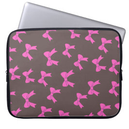 Vet & Schattige: Roze Bogen op Black Laptop Hoesje Laptop Sleeve