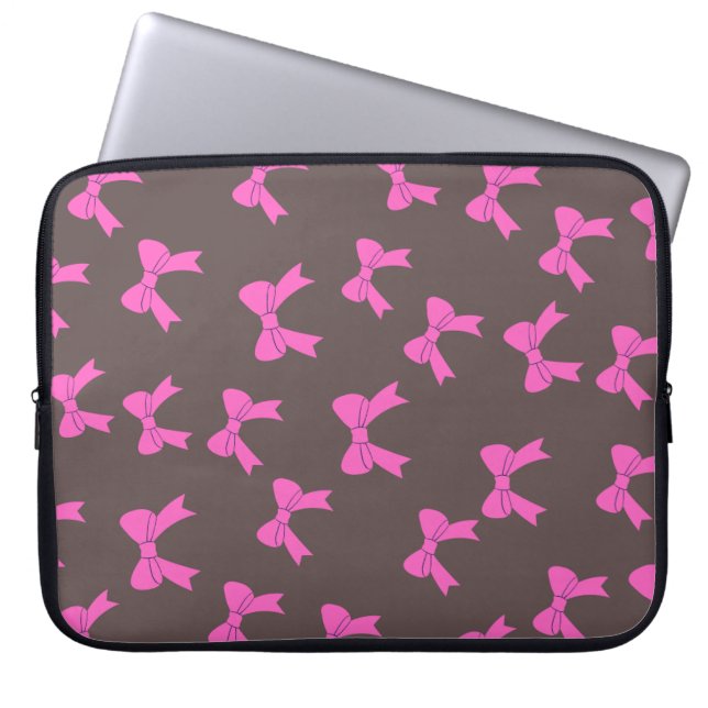 Vet & Schattige: Roze Bogen op Black Laptop Hoesje Sleeve (Voorkant)