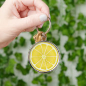Vet schijfje citroengeel sleutelhanger (Hand)