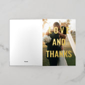 Vet schone typografie Liefde en Bedankt bruiloft Folie Wenskaart (Buiten Laag)