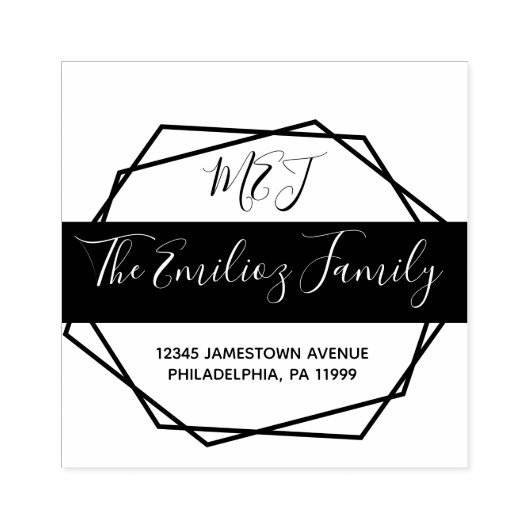 Vet Schrift Frame Familie Monogram Adres Rubberstempel (Afrduk)