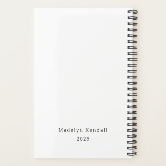 Vet Schrift Gepersonaliseerde Naam Zwart & Wit Planner (Achterkant)