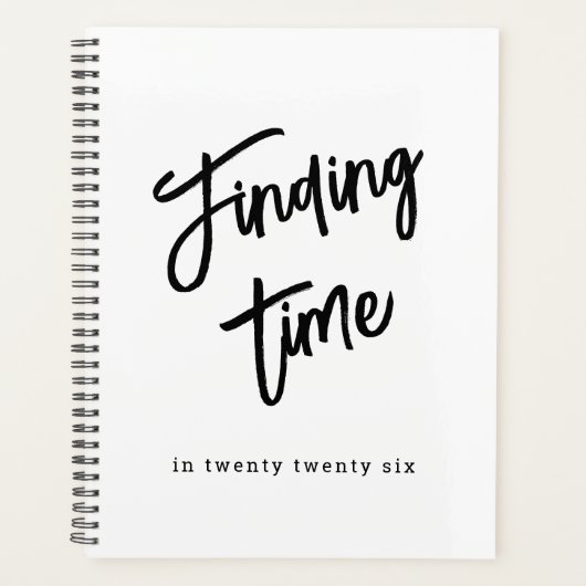 Vet Schrift Typografie Zwart & Wit Aangepaste Naam Planner (Voorkant)