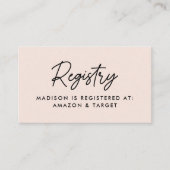 Vet Script Blush Baby shower Registry Informatiekaartje (Voorkant)