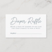 Vet Script Dusty Blue Baby shower Luier Raffle Informatiekaartje (Voorkant)