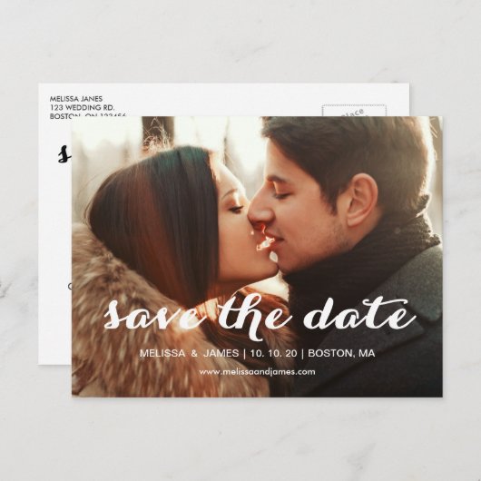 Vet script | Foto Save the Date Briefkaart (Voorkant / Achterkant)