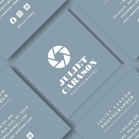 Vet Script Fotografie Dusty Blue Vierkante Visitekaartje