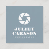 Vet Script Fotografie Dusty Blue Vierkante Visitekaartje (Voorkant)