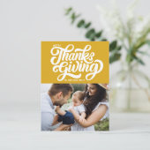 Vet Script Geel Foto Happy Thanksgiving Feestdagenkaart (Staand voorkant)