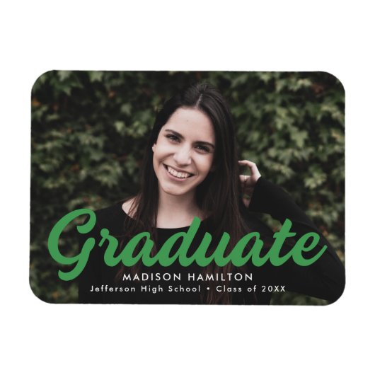Vet Script Groen Foto Afstuderen Aankondiging Magneet (Horizontaal)
