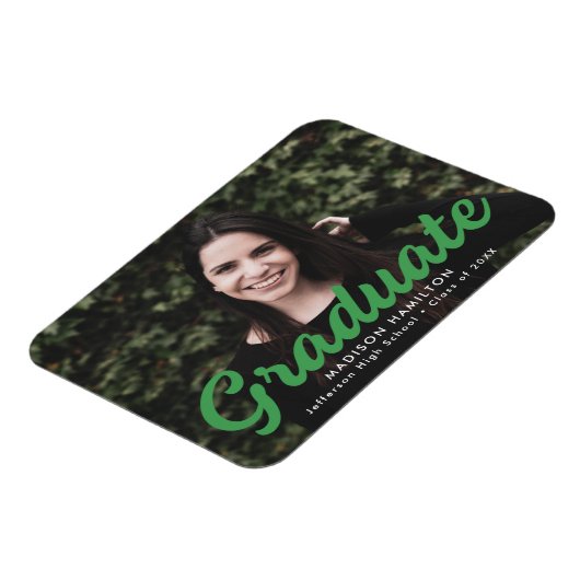 Vet Script Groen Foto Afstuderen Aankondiging Magneet (Linkerzijde)