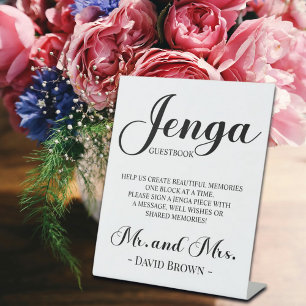 Vet Script Jenga Wedding Guestbook Reclamebord Met Voetstuk