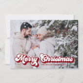 Vet  script Merry Kerstmis 2 Foto Red Feestdagenkaart (Voorkant)