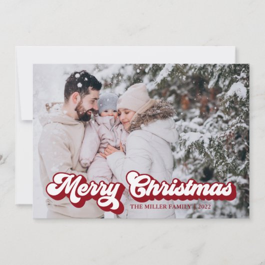 Vet  script Merry Kerstmis 2 Foto Red Feestdagenkaart (Voorkant)