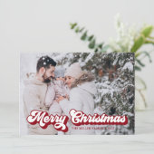 Vet  script Merry Kerstmis 2 Foto Red Feestdagenkaart (Staand voorkant)