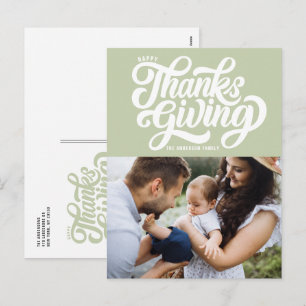 Vet Script Mint Green Foto Happy Thanksgiving Feestdagenkaart