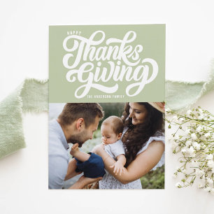 Vet Script Mint Green Foto Happy Thanksgiving Feestdagenkaart