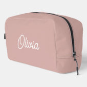 Vet script monogram, blush roze toilettas toilettasje (Rechterhoek)