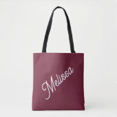 Vet script monogram, modern rood bourgogne tote bag (Voorkant)