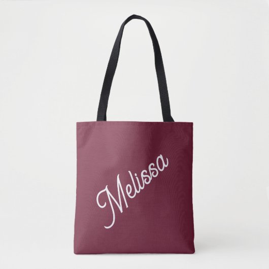 Vet script monogram, modern rood bourgogne tote bag (Voorkant)