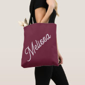 Vet script monogram, modern rood bourgogne tote bag (Dichtbij)