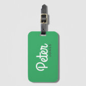 Vet script naam modern eenvoudig helder groen bagagelabel (Voorkant (verticaal))