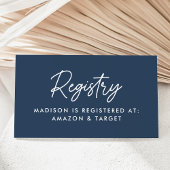 Vet Script Navy Baby shower Registry Informatiekaartje