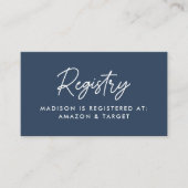 Vet Script Navy Baby shower Registry Informatiekaartje (Voorkant)