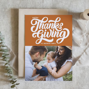 Vet Script Oranje Foto Happy Thanksgiving Feestdagenkaart