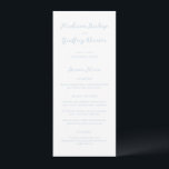 Vet Script Poeder Blauw Elegant Huwelijk Menu<br><div class="desc">Klassieke stijl bruiloft menu's met een eenvoudige maar elegante ontwerp met uw namen in het script en uw gegevens in serif lettertypen.</div>