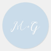 Vet Script Poeder Blauw Elegant Huwelijk Ronde Sticker (Voorkant)